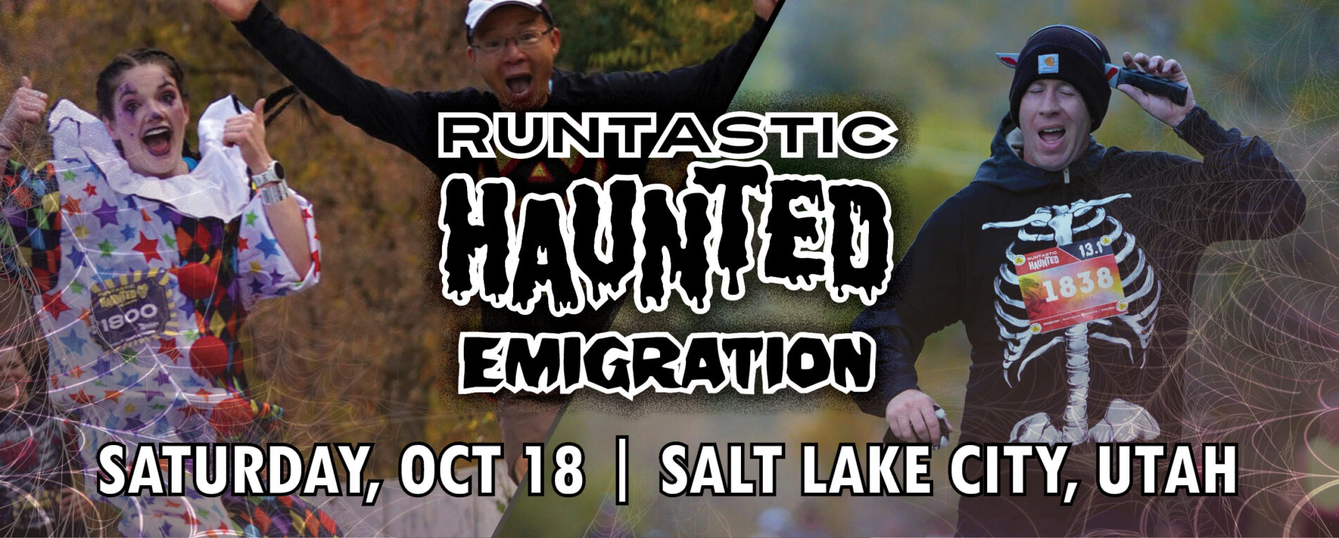 Three runners are racing down Emigration Canyon in a Salt Lake City race