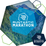 Runtastic MARATHON logo over an image of a canyon in Provo, Utah